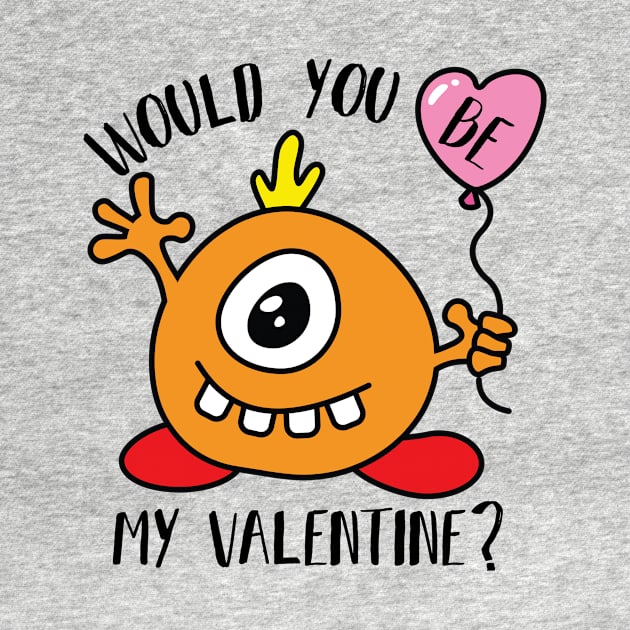 Would You Be My Valentine Cute Monster by Pixel On Fire